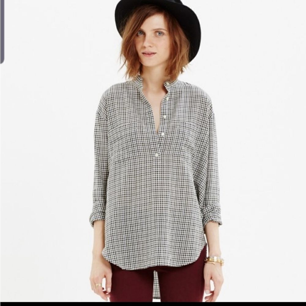 Madewell Elmhurst collarless popover shirt XS